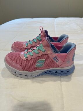 Skechers Girls' Pink and Teal Light-Up Star Sneakers